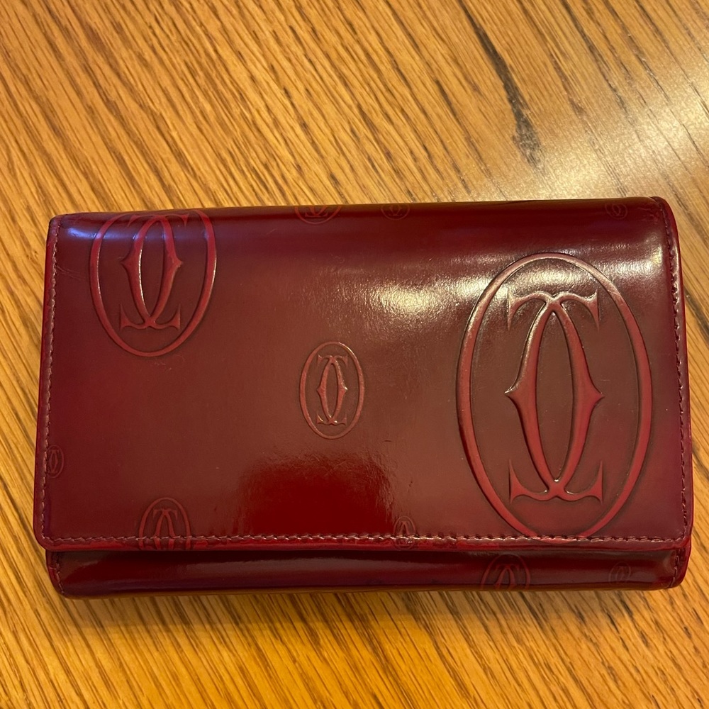 Cartier Red Patent Leather Happy Birthday Bifold Wallet